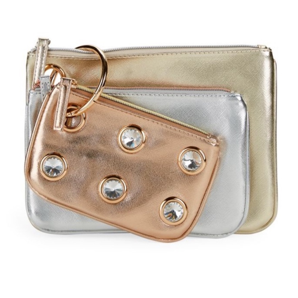 NWT Fifth City Set of 3 Metallic Bags with Ring